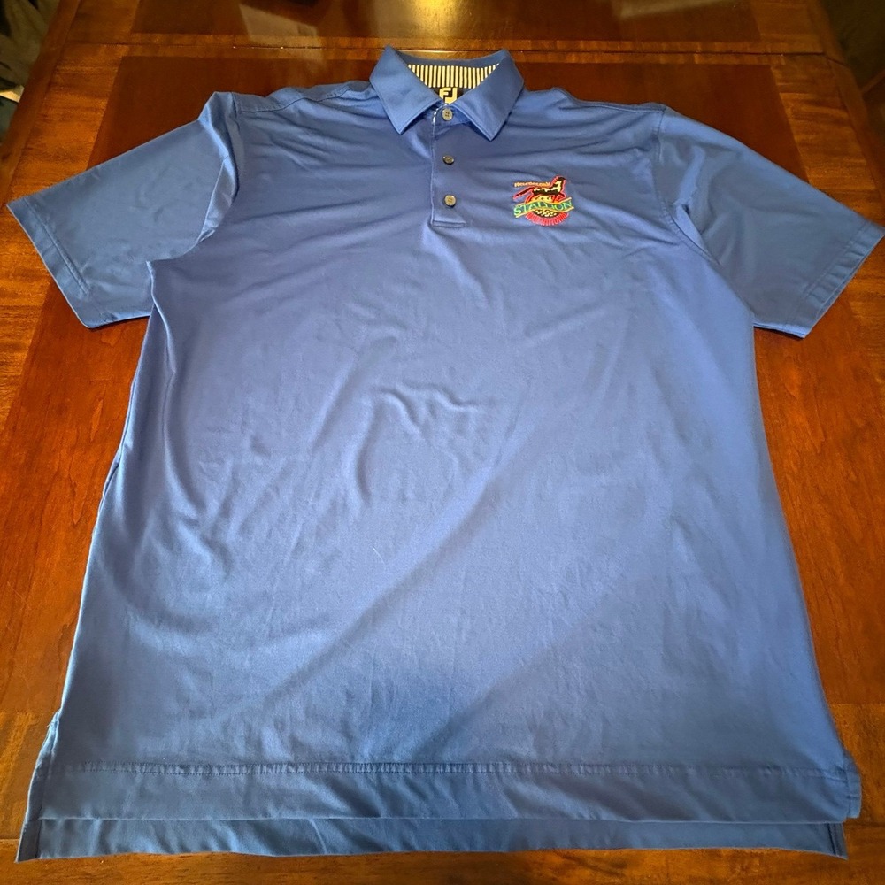 FootJoy Stallion Invitational Polo XL Blue Golf Shirt Embroidered